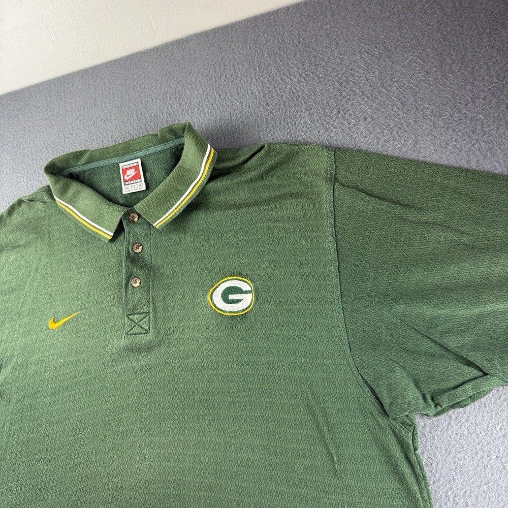 Vintage Nike Shirt Men's 2XL Pro Line Polo Green Bay Packers 90s Argyle Diamond